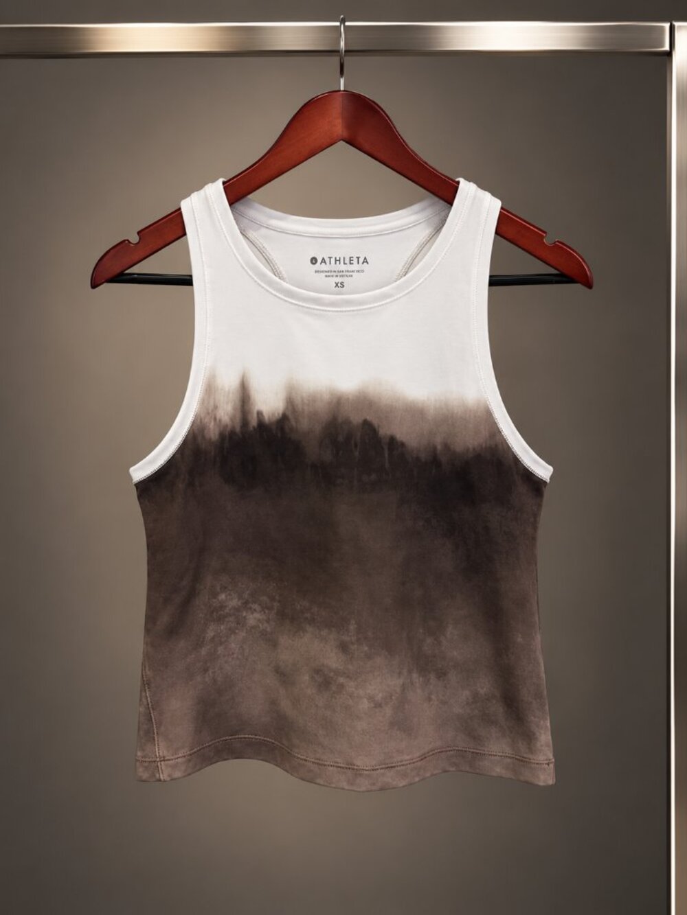 Athleta Shanti Watercolor Stripe Crop Tank in Mortar Mushroom, women's size XXS.